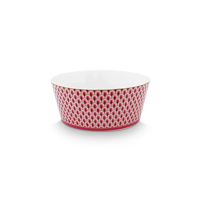 Pip Studio – Geschenkset Schüsseln 15 cm und Essstäbchen Oriental Flower Festival Dunkelrosa