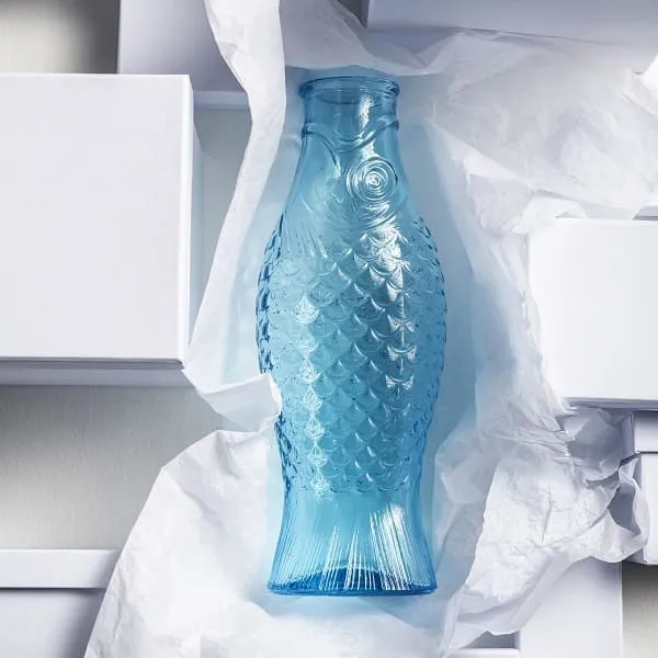 Serax Karaffe Flasche Fisch blau designed Paola Navone H29cm