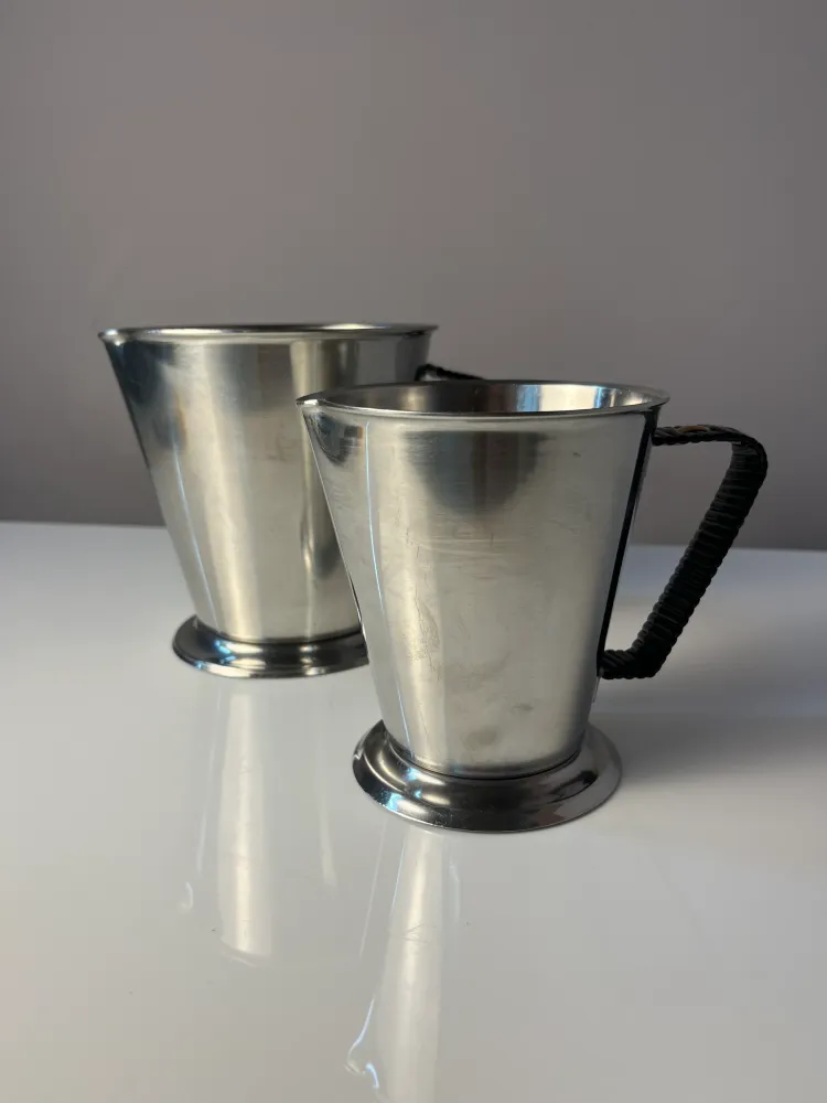 Set: 2x Kanne Edelstahl mit Webgriff aus Dänemark