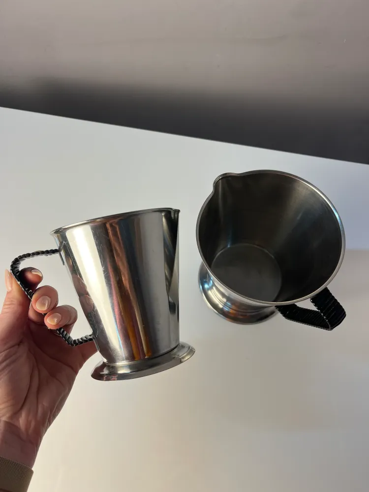 Set: 2x Kanne Edelstahl mit Webgriff aus Dänemark