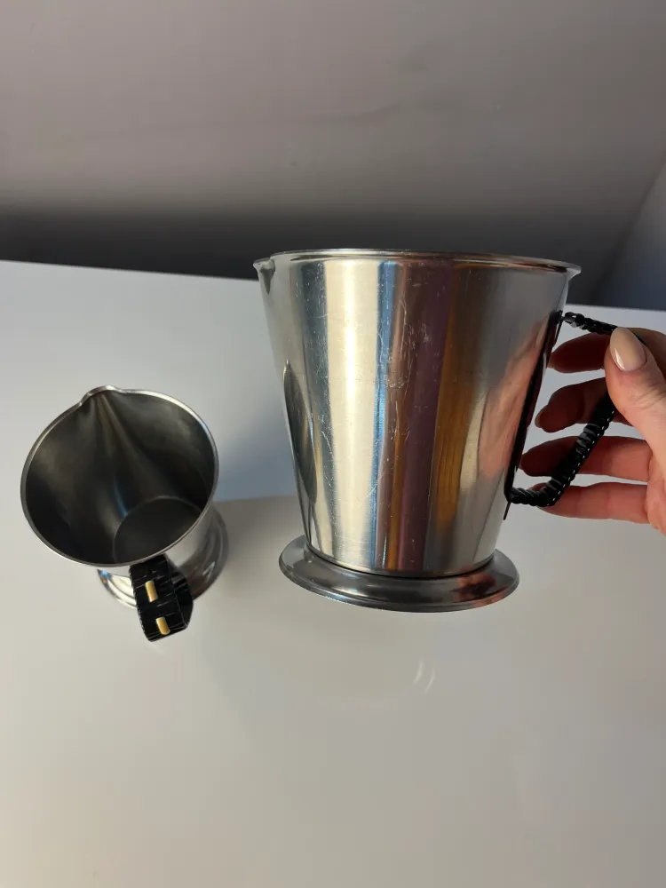 Set: 2x Kanne Edelstahl mit Webgriff aus Dänemark