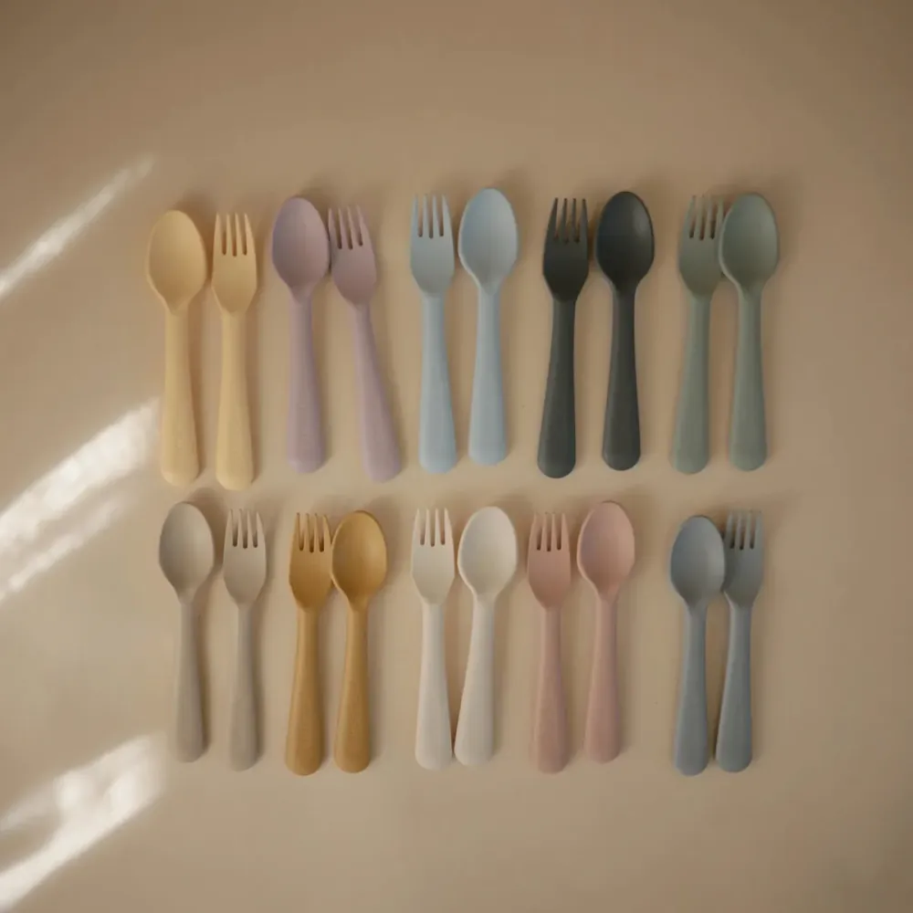 Mushie Besteck-Set Elfenbein 2-teilig