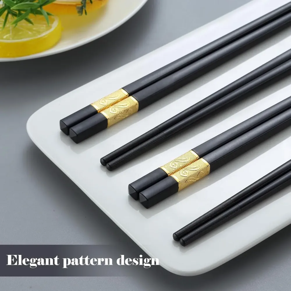 Wiederverwendbare Essstäbchen 10 Paare RuYi Schwarz