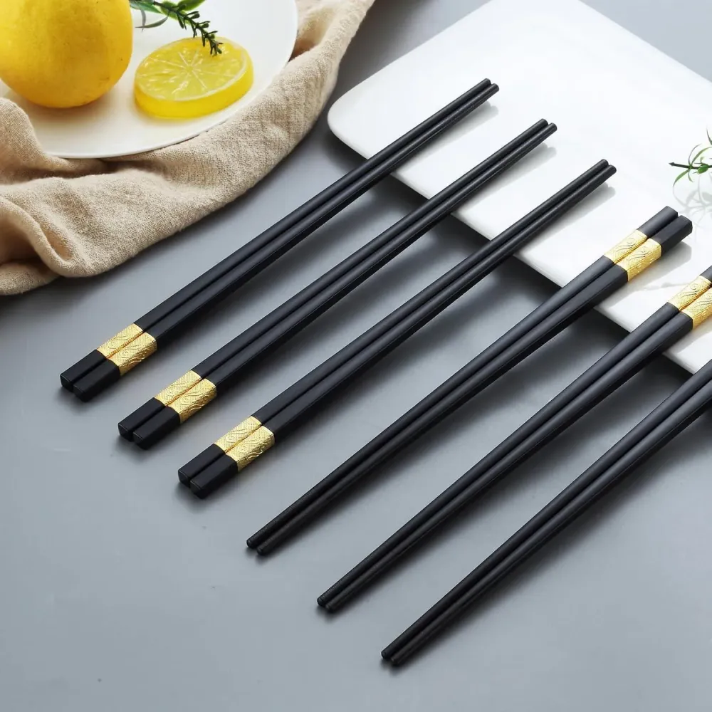 Wiederverwendbare Essstäbchen 10 Paare RuYi Schwarz