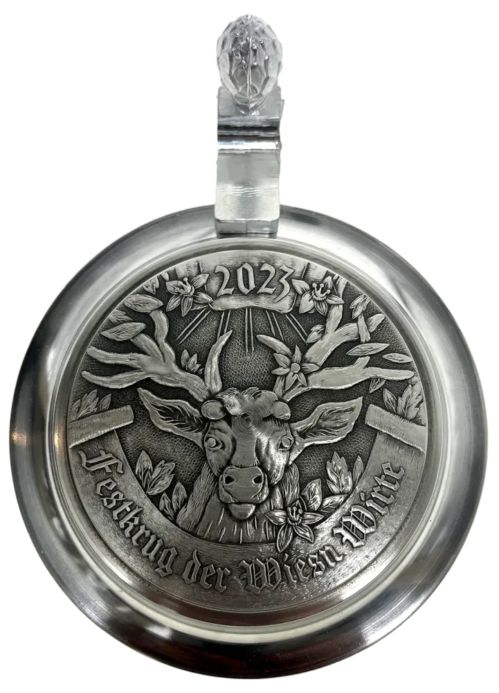 Wiesnwirte Krug 2023 echt salzglasiert mit Zinndeckel