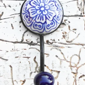 Garderobenhaken, Keramikhaken, Wandhaken, Kleiderhaken, blau