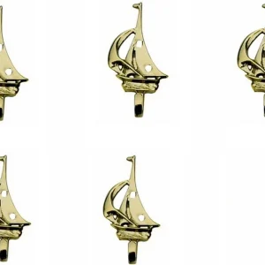 5 Stück- kleine Wandhaken- Schlüsselhaken- Messing- Segelschiff