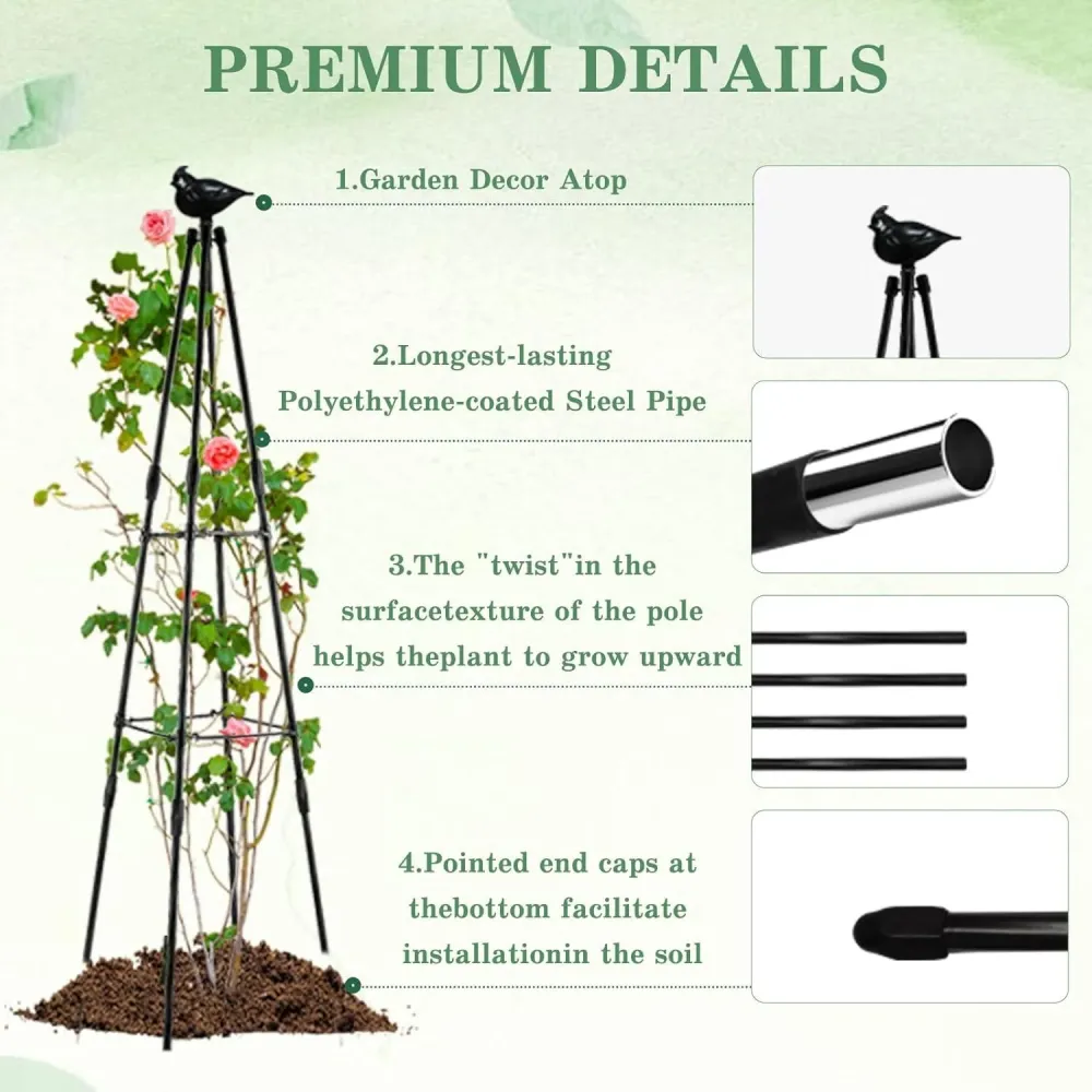 120cm Garten Obelisk Rankhilfe Spalier Rankgitter Metall