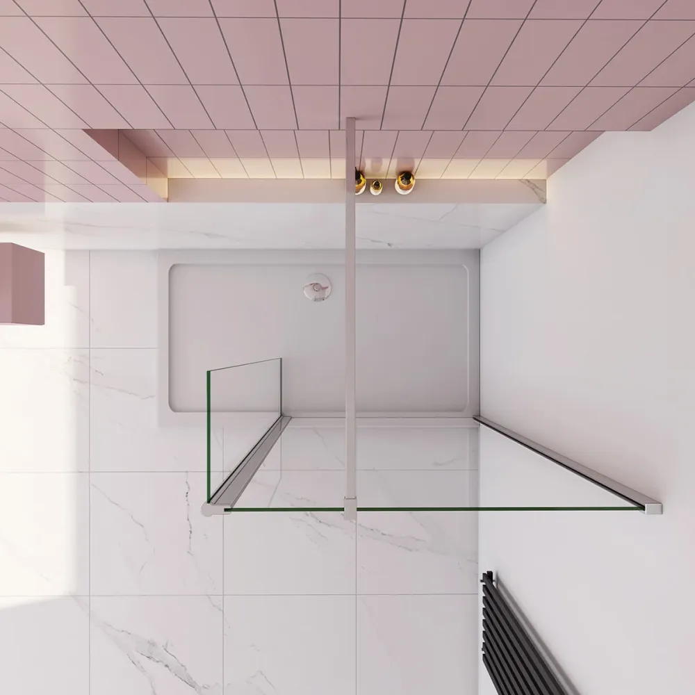 120x200 cm Duschabtrennung Walk- Duschwand mit 40cm Drehflügel als Spritzschutz NANO Glas