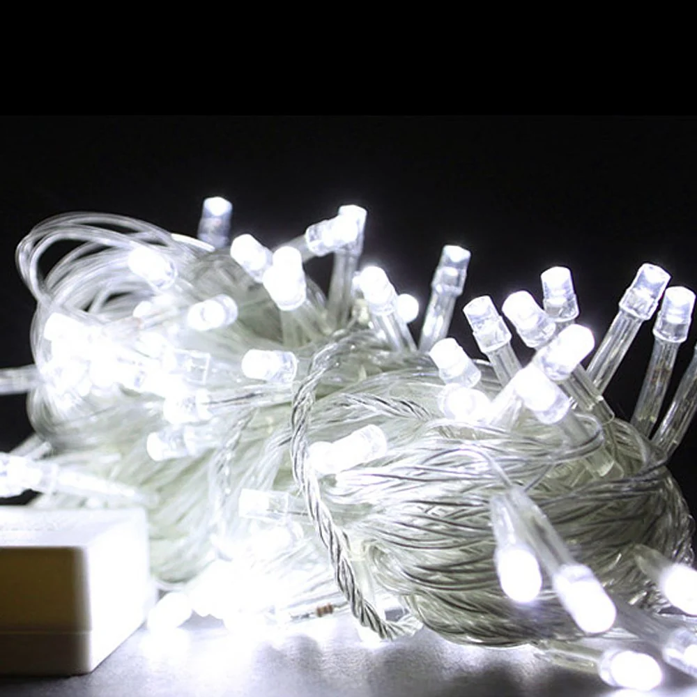 20M 200 LED Lichterkette Kaltweiß Christbaumschmuck Transparent für Weihnachtsfest
