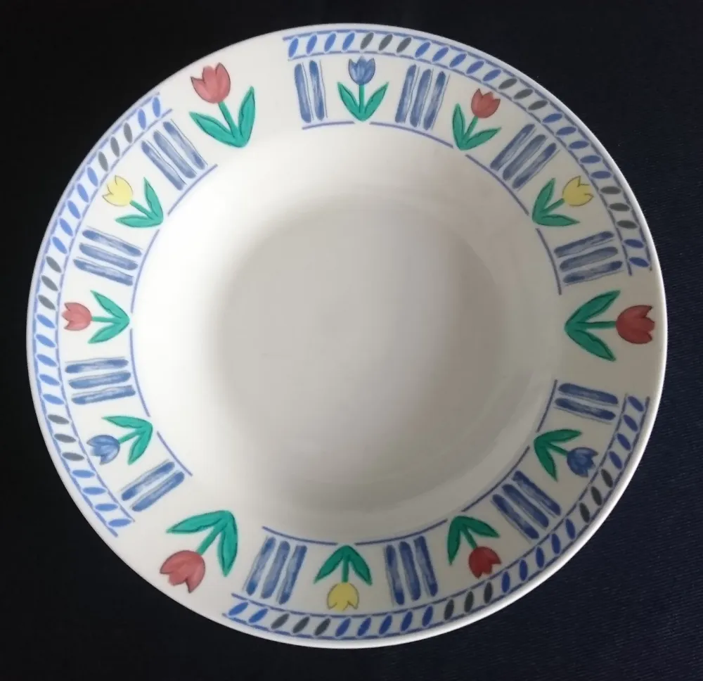2er Set SUPPENTELLER - Porzellan, Abstrakt Striche Linien Flora Blumen Blüten Pflanzen Motiv Dekor