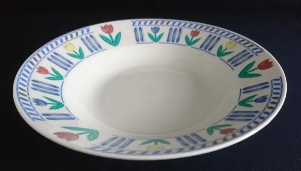 2er Set SUPPENTELLER - Porzellan, Abstrakt Striche Linien Flora Blumen Blüten Pflanzen Motiv Dekor