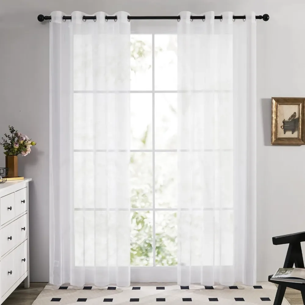 2er Set Transparente Ösenvorhänge Voile Gardinen 229x140 cm