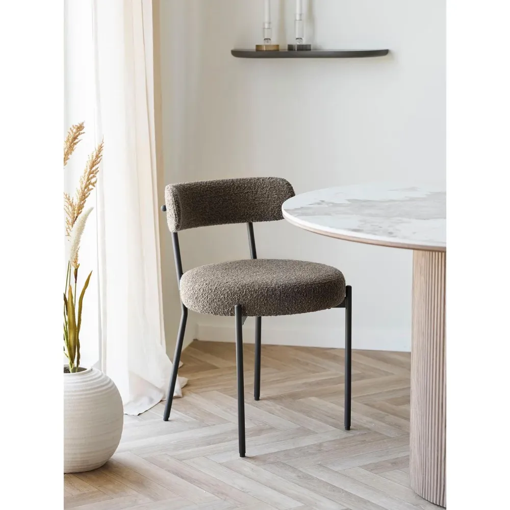 2er-Set Esszimmerstühle Badalona aus Bouclé - Braun