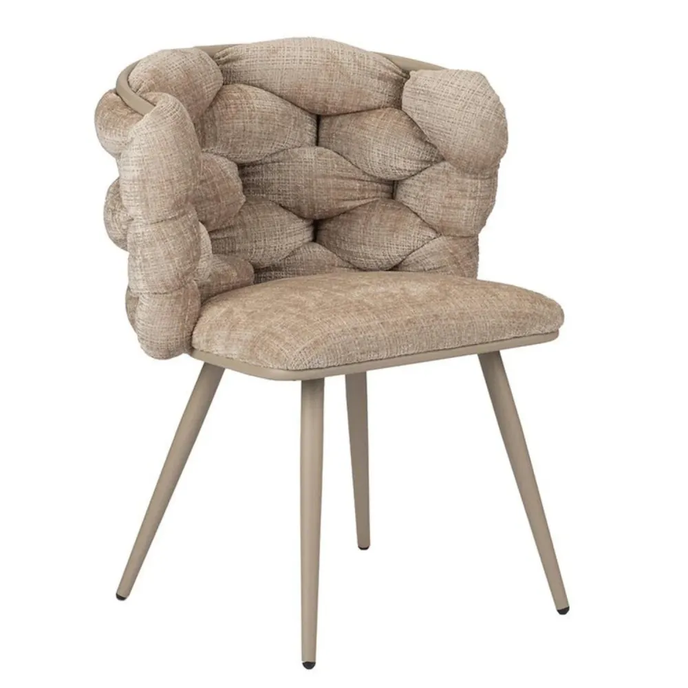 2er-Set Esszimmerstühle Rock aus Velour - Creme