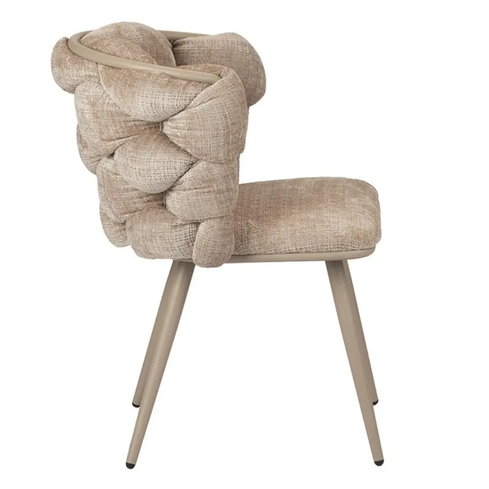 2er-Set Esszimmerstühle Rock aus Velour - Creme