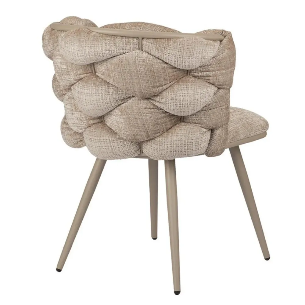 2er-Set Esszimmerstühle Rock aus Velour - Creme