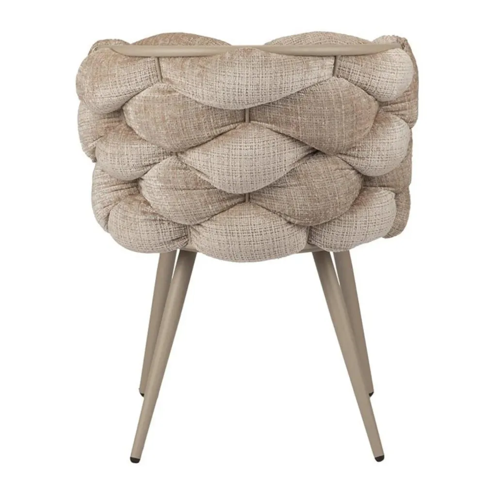 2er-Set Esszimmerstühle Rock aus Velour - Creme