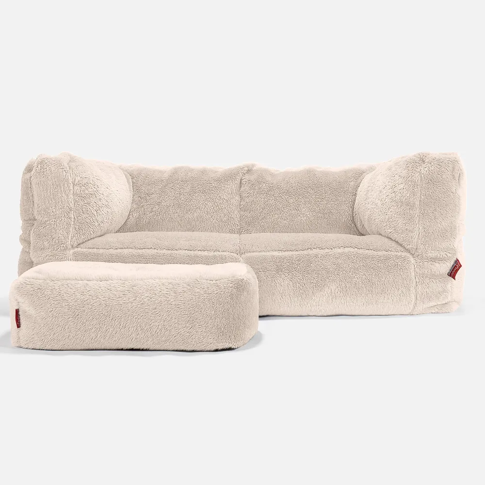 2-Sitzer Albert Sitzsacksofa - Teddy Kunstfell Creme
