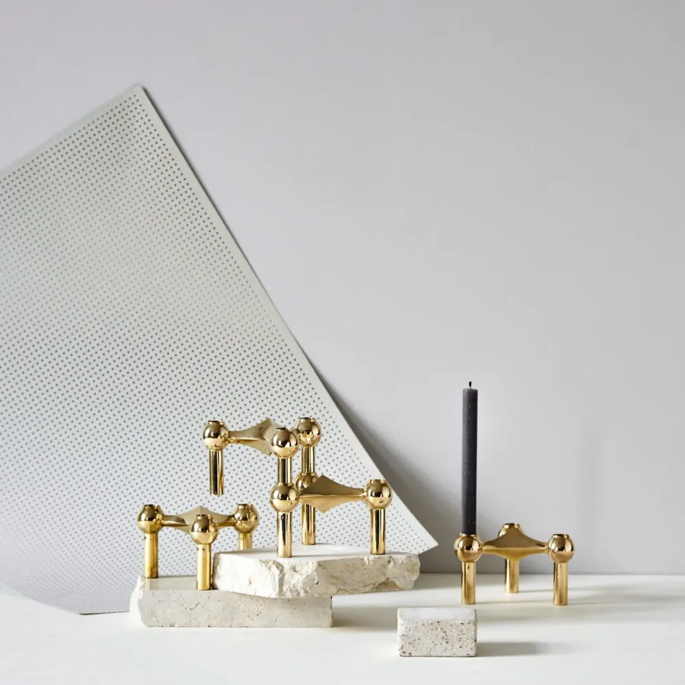 3er Set Kerzenhalter brass Stoff Nagel Copenhagen