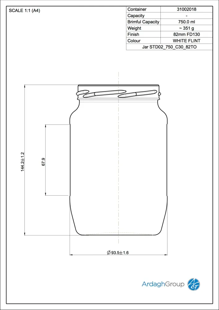 750ml Einmachglas - Ardagh