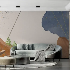 Abstrakte Tapete | Modernes Kunstdesign mit Gold und Marineblau