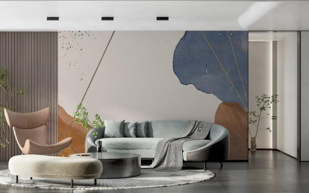 Abstrakte Tapete | Modernes Kunstdesign mit Gold und Marineblau