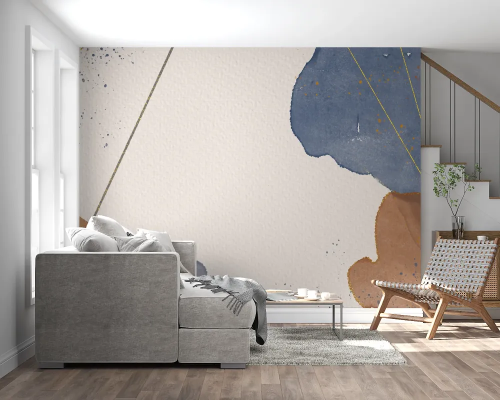 Abstrakte Tapete | Modernes Kunstdesign mit Gold und Marineblau