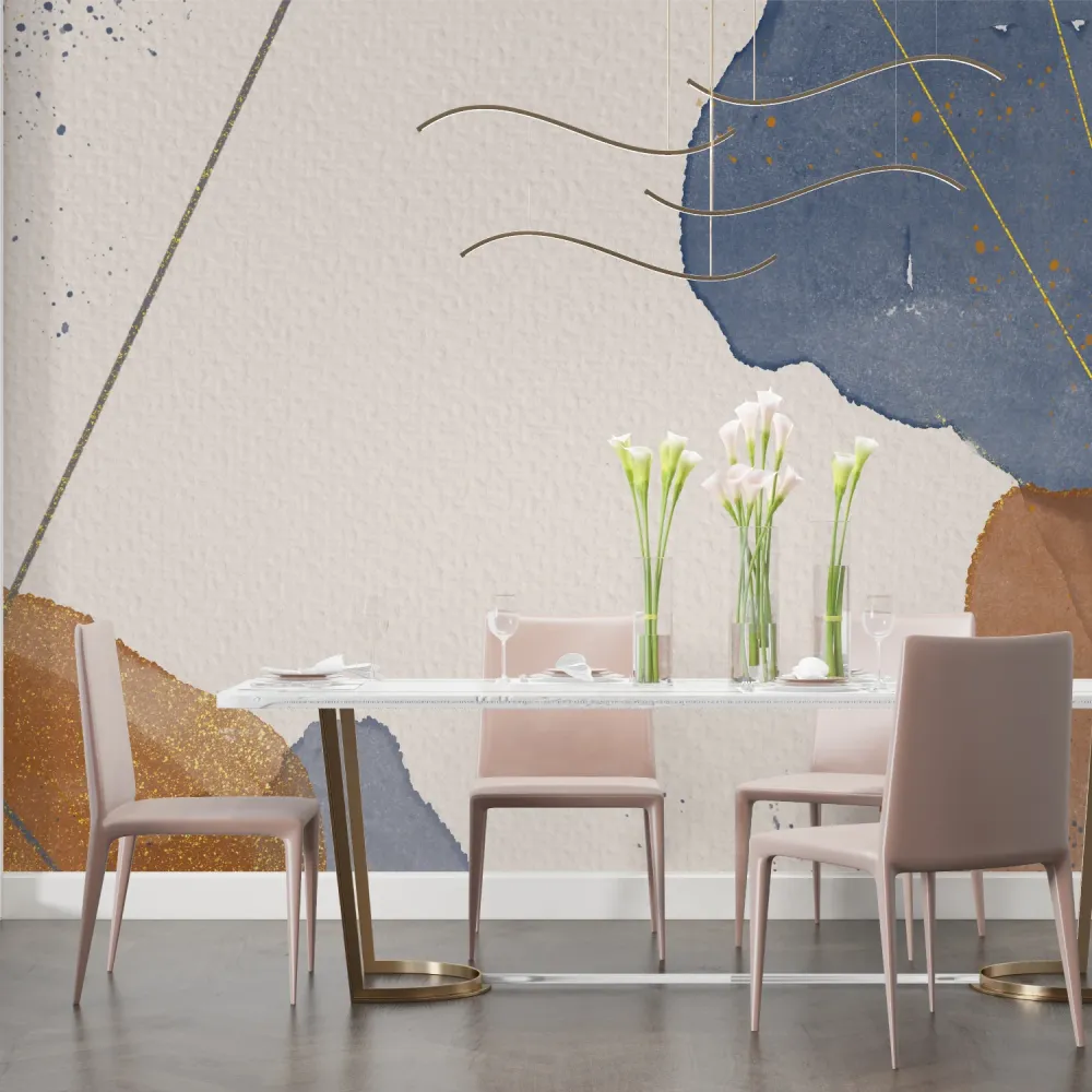 Abstrakte Tapete | Modernes Kunstdesign mit Gold und Marineblau