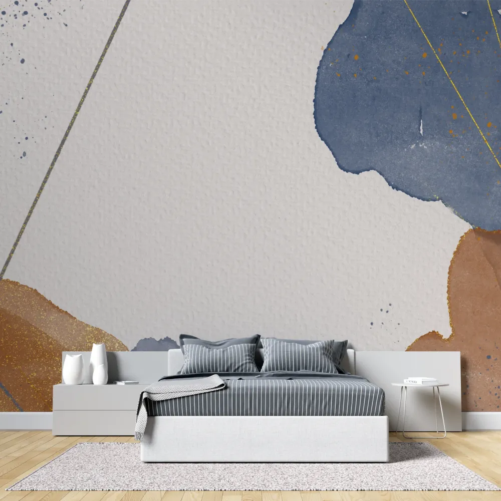 Abstrakte Tapete | Modernes Kunstdesign mit Gold und Marineblau