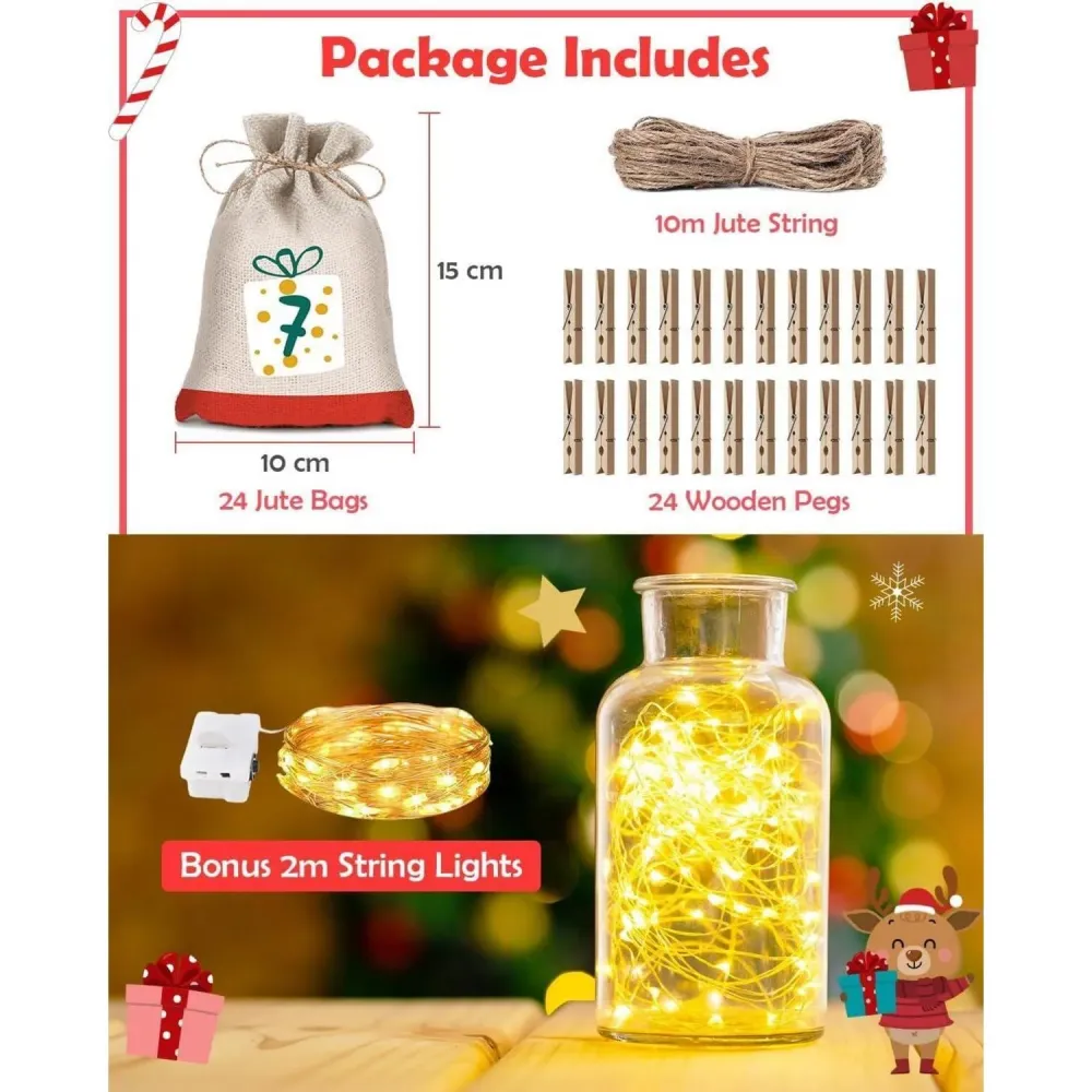 Adventskalender Stoff Kinder Befüllen Lichterkette 2024
