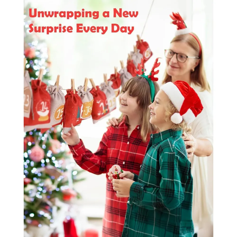 Adventskalender Stoff Kinder Befüllen Lichterkette 2024