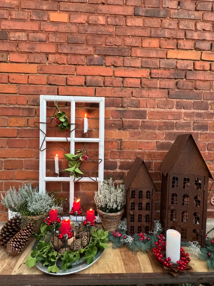 Adventskranz Schale Eisen rund klein dunkelbraun zum Befüllen für vier Kerzen Kerzenständer Kerzenhalter Weihnachten Dekor...