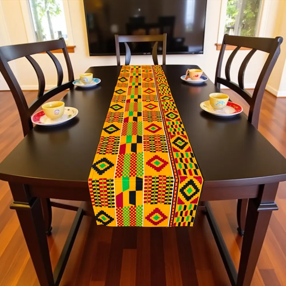 Afrikanischer Print Tischläufer - Tischdecke - Orange Kente