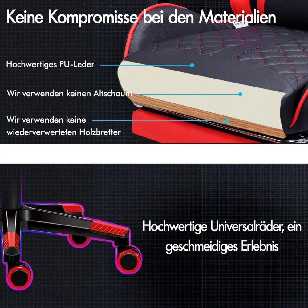ALFORDSON Gaming-Stuhl mit Fußstütze, ergonomischer