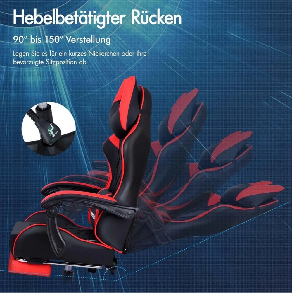 ALFORDSON Gaming-Stuhl mit Fußstütze, ergonomischer