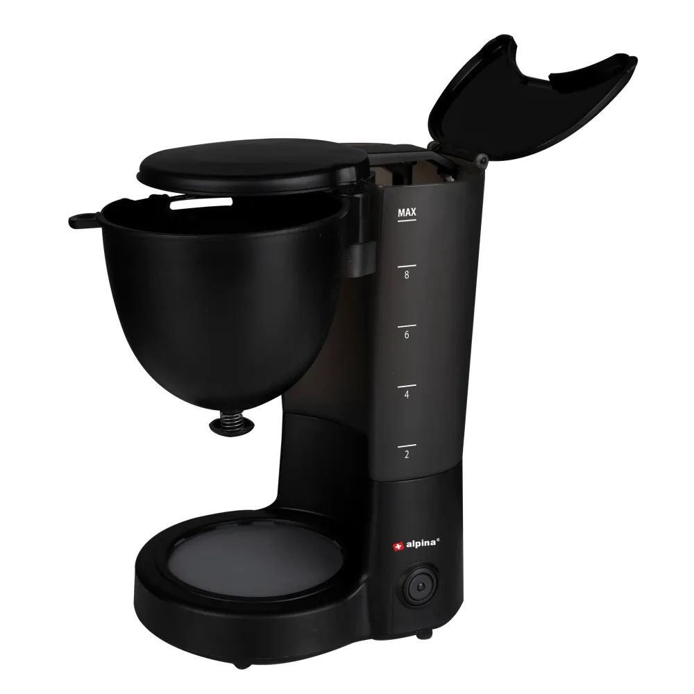 alpina Kaffeemaschine – 10–12 Tassen Filterkaffee – Warmhalteplatte – Pausenfunktion – Schwarz