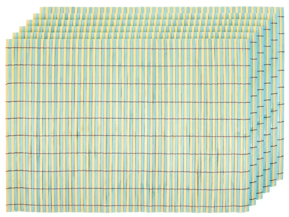 Alsino 6er Set Bambus Platzmatten 145098 blau gelb Tischsets Platzsets Tischmatte Tischdeko Platzdeckchen 44cm x 28,5cm