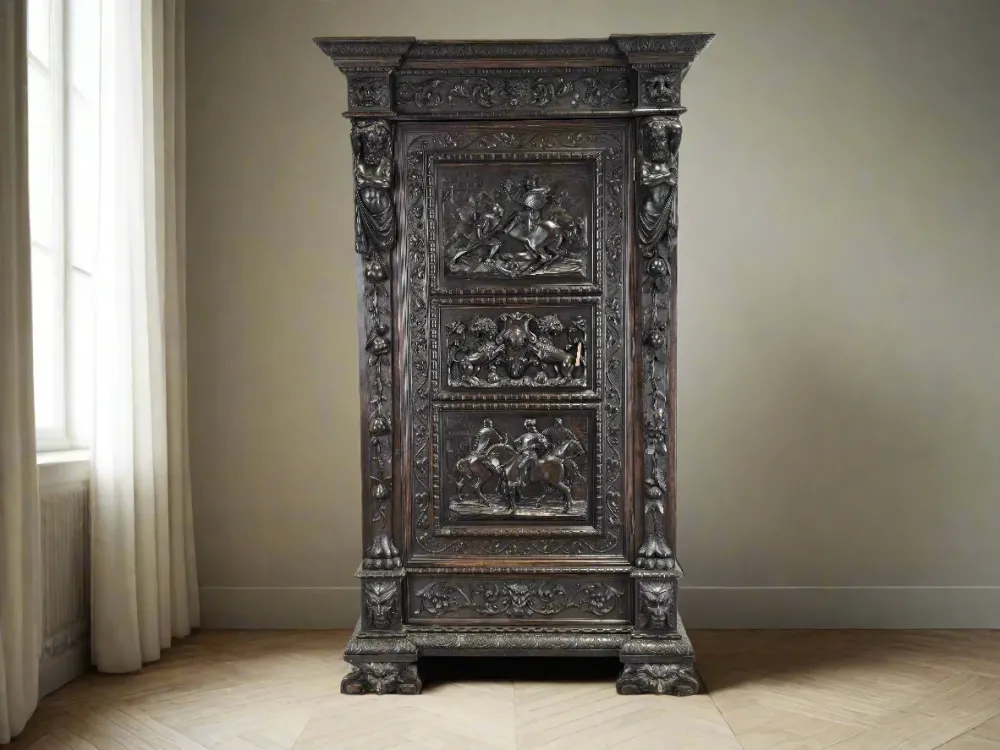 ANTIK SCHRANK Buffet vintage antique holz 1840 handgeschnitzt Renaissance