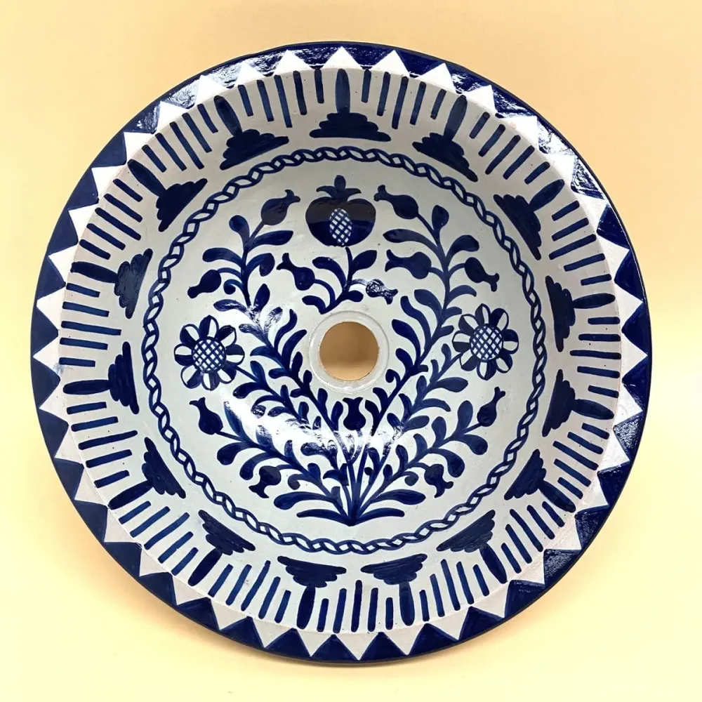 Arabisches Granadino Blaues Keramikwaschbecken 40 cm | Marokkanisches Kunsthandwerk