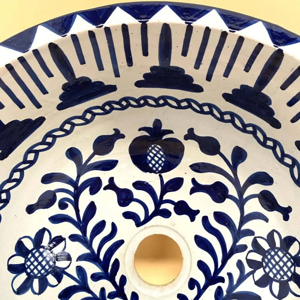 Arabisches Granadino Blaues Keramikwaschbecken 40 cm | Marokkanisches Kunsthandwerk
