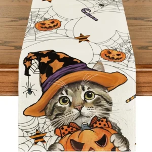 Artoid Mode Halloween Katze Tischläufer 40x180 cm Herbst