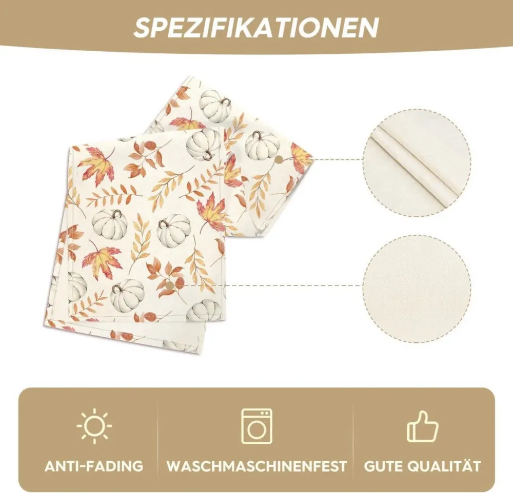 Artoid Mode Herbst Tischläufer Orange Kürbisse Blätter
