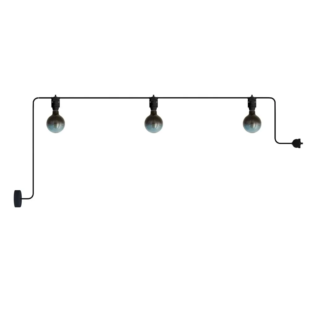 Außen-Lichterkette Modulair IP65 mit 3 Leuchten und Baldachin – Schwarz