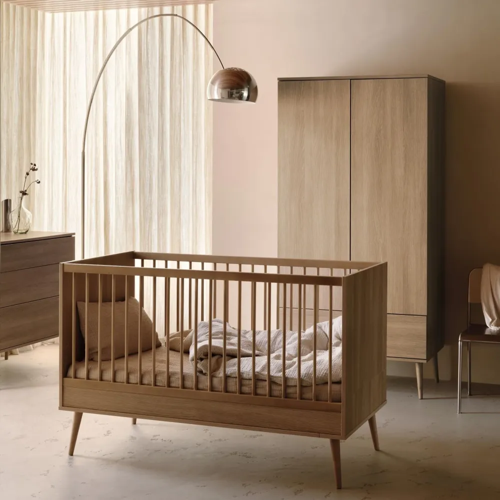 Babybett Flow - Honey Ash 140x70cm (inkl. Umbaumöglichkeit ein Kinderbett 140x70cm)