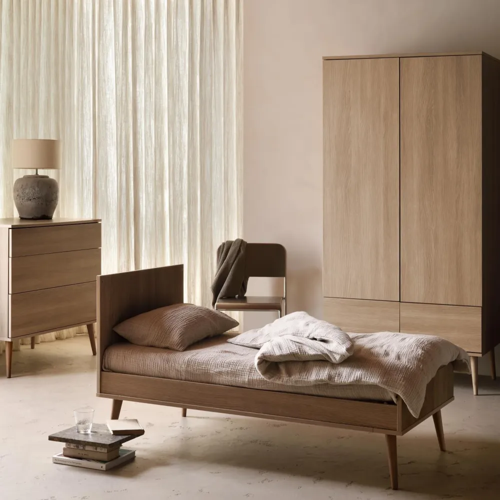 Babybett Flow - Honey Ash 140x70cm (inkl. Umbaumöglichkeit ein Kinderbett 140x70cm)