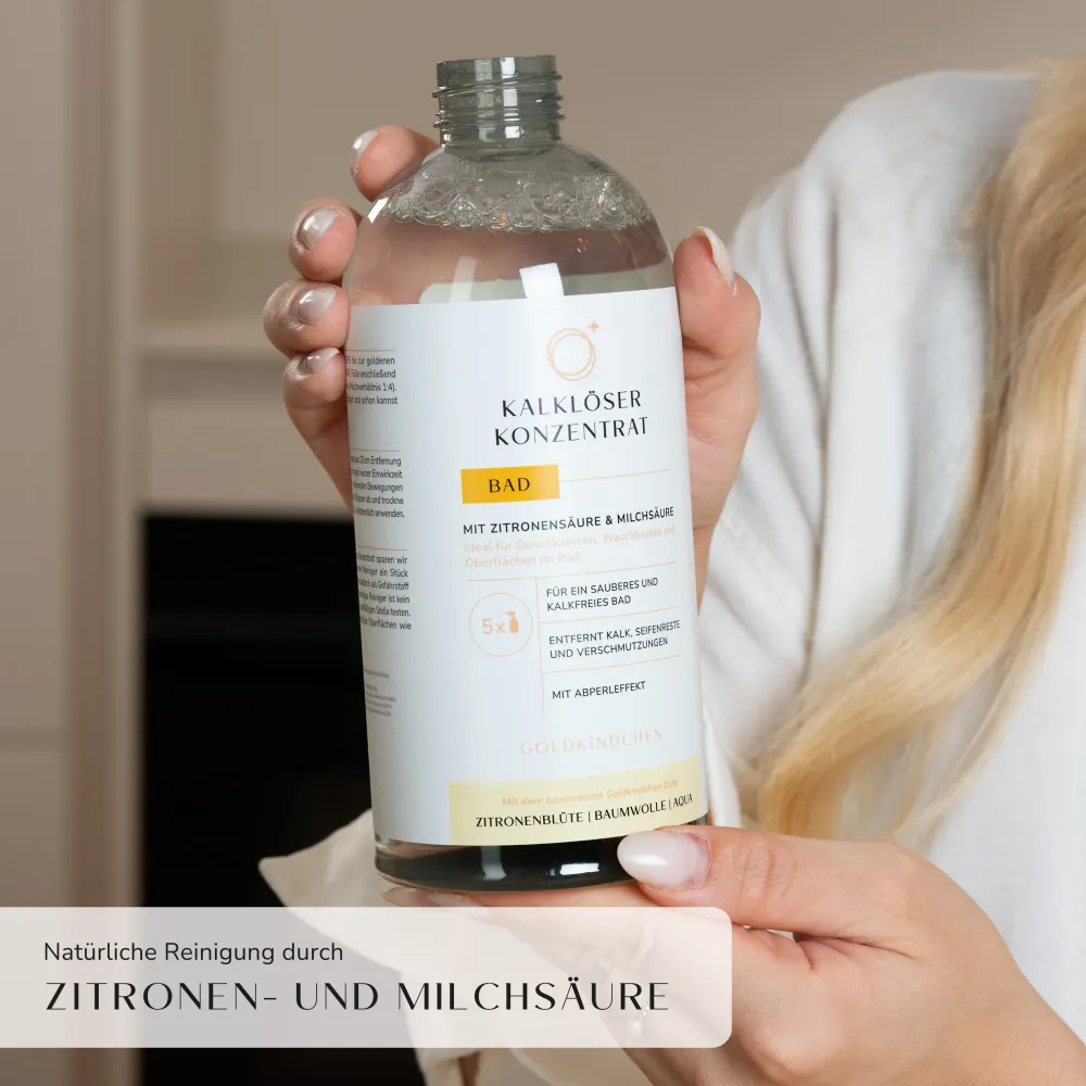 Badreiniger-Starterset: Kalklöser Konzentrat, Mischflasche und Mikrofasertuch