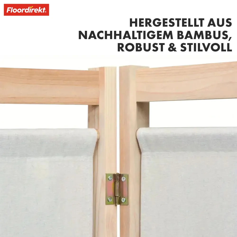 Bambus-Trennwand | Tennessee | 3-teiliger, flexibler Raumteiler aus Bambus und Stoff