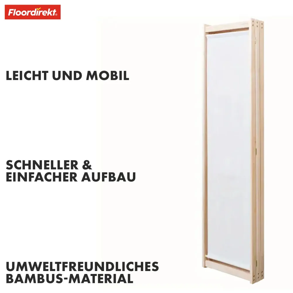 Bambus-Trennwand | Tennessee | 3-teiliger, flexibler Raumteiler aus Bambus und Stoff