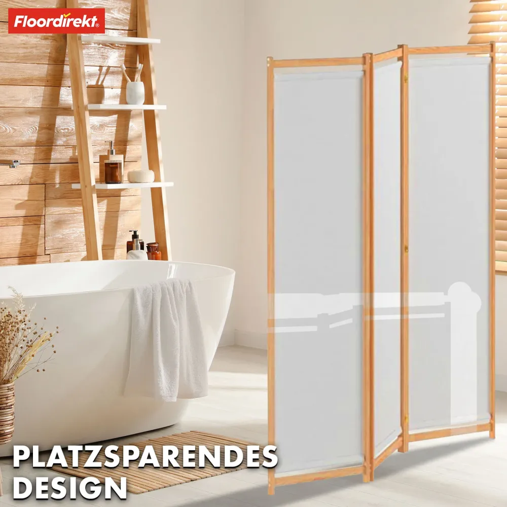 Bambus-Trennwand | Tennessee | 3-teiliger, flexibler Raumteiler aus Bambus und Stoff